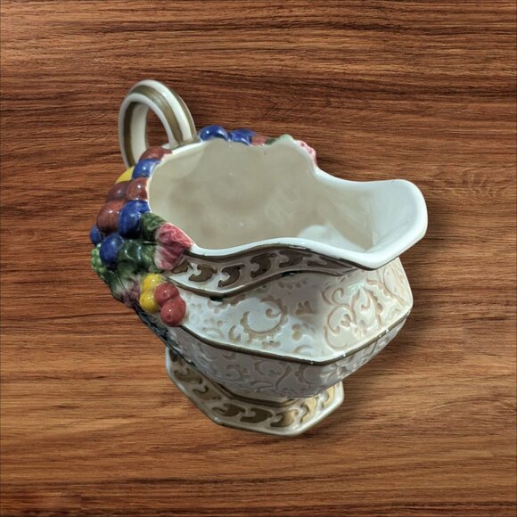 Fitz & Floyd Classics Handcrafted Creamer Pitcher Gravy Boat Fruit Basket Cerami - Picture 1 of 10